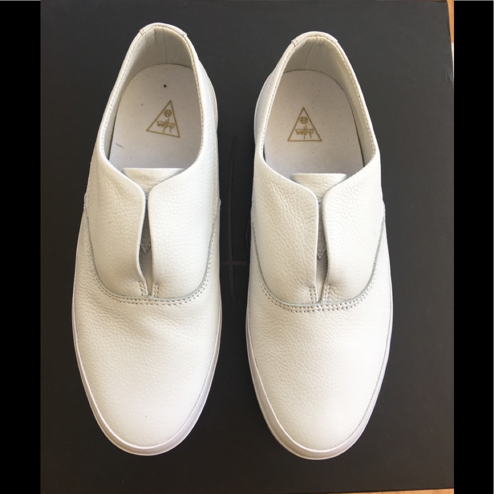 White HUF slip-ons